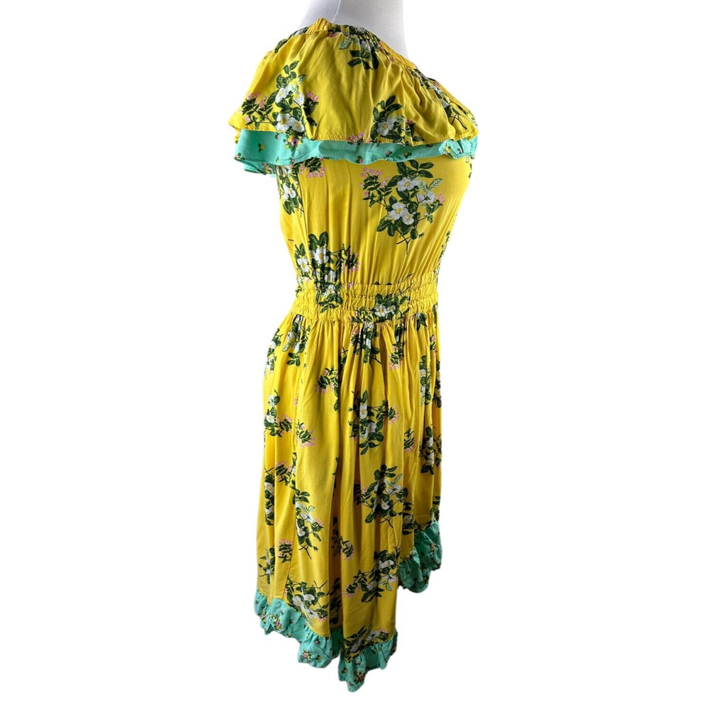 Matilda Jane Hooked On A Feeling Dress Yellow Ruffle Smocked Women's Size Small - Picture 8 of 14